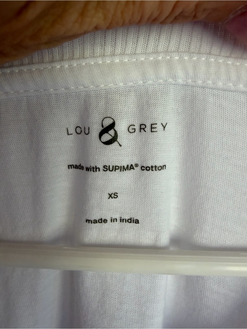 Lou & Grey Supima Cotton White V-neck Long Sleeve Top - Picture 3 of 6